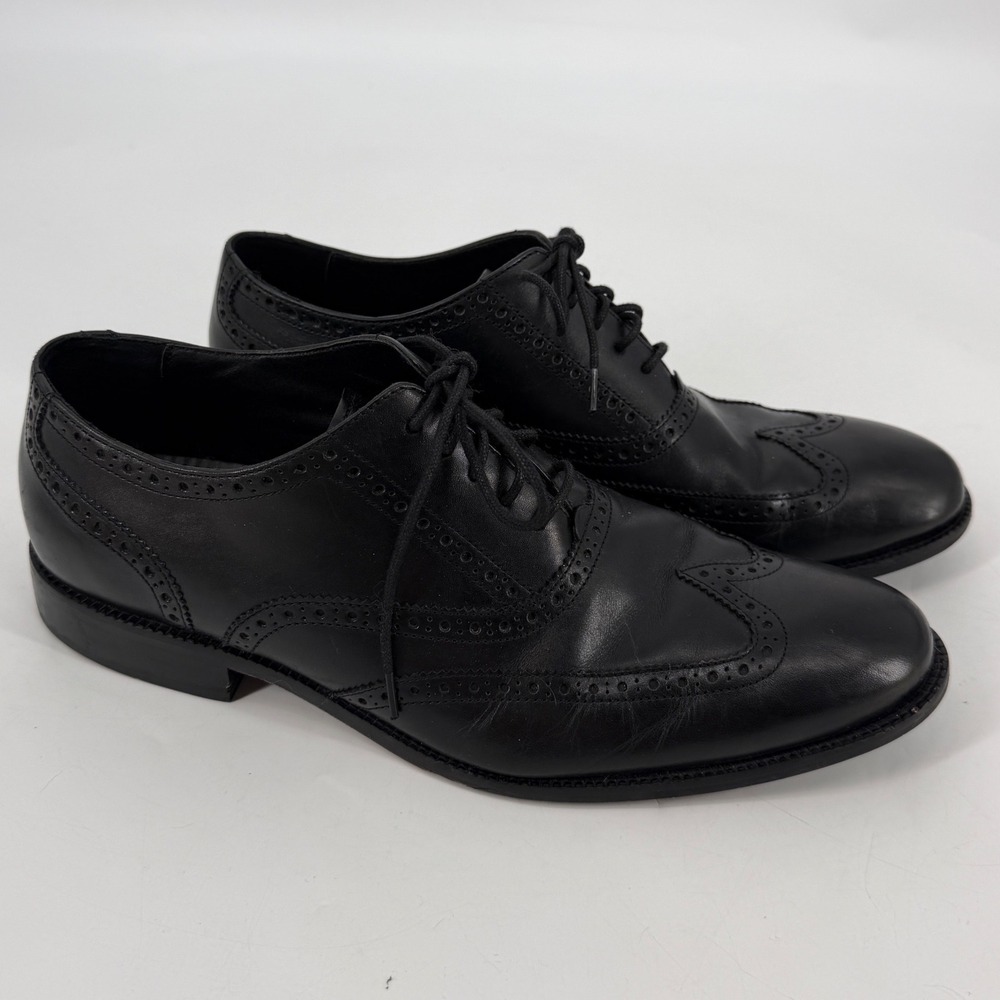 Cole Haan Mens Black Leather Wingtip Oxford Brogue Dress Shoes Size 11M